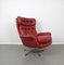 Red Leather Lounge Chair with Ottoman, Denmark, 1960s, Set of 2, Image 10