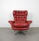 Red Leather Lounge Chair with Ottoman, Denmark, 1960s, Set of 2 7