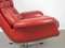 Red Leather Lounge Chair with Ottoman, Denmark, 1960s, Set of 2, Image 21