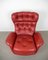 Red Leather Lounge Chair with Ottoman, Denmark, 1960s, Set of 2 15