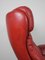 Red Leather Lounge Chair with Ottoman, Denmark, 1960s, Set of 2, Image 20