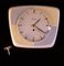 Mid-Century German Machanical Wall Club Clock in Cream-Colored Ceramic with Yellow-Blue Decor from Mauthe, 1950s 1