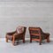 Mid-Century Brutalist Oak and Leather Armchairs, Set of 2 1