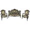 Louis Xv Style Living Room Suite with Sofa and Armchair, 19th Century, 1860, Set of 3 1