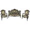 Louis Xv Style Living Room Suite with Sofa and Armchair, 19th Century, 1860, Set of 3, Image 1