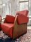 Art Deco Red Leather Club Chairs, Set of 2 2