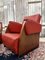 Art Deco Red Leather Club Chairs, Set of 2, Image 2