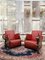 Art Deco Red Leather Club Chairs, Set of 2 4