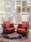 Art Deco Red Leather Club Chairs, Set of 2, Image 4