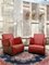 Art Deco Red Leather Club Chairs, Set of 2 1