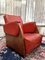 Art Deco Red Leather Club Chairs, Set of 2 3