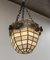 French Art Deco Ceiling Lamp in Lead and Textured Glass, 1930s 3