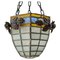 French Art Deco Ceiling Lamp in Lead and Textured Glass, 1930s 1