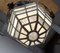 French Art Deco Ceiling Lamp in Lead and Textured Glass, 1930s 7