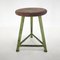 Vintage Industrial Steel & Wood Tripod Stool, 1950s, Image 11