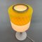 Lámpara de mesa alta de vidrio amarillo y blanco con detalles de latón atribuido a Drukov, años 70, Imagen 4
