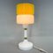 Tall Yellow & White Glass Table Lamp with Brass Details attributed to Drukov, 1970s 3