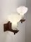 Mid-Century Moderne Wandlampe aus Holz & Opalglas, 1970er, 2er Set 2