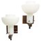 Mid-Century Modern Wall Light in Wood and Opaline, 1970s, Set of 2, Image 1