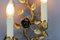 Italian Gilt Metal Two-Light Wall Sconce with Roses and Leaf, 1970s, Image 7