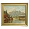 J. Sedelmeier, Sunrise Over the Lake Missurina in the Dolomites, 1950s, Oil on Canvas, Framed 1