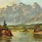 J. Sedelmeier, Sunrise Over the Lake Missurina in the Dolomites, 1950s, Huile sur Toile, Encadrée 6