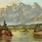 J. Sedelmeier, Sunrise Over the Lake Missurina in the Dolomites, 1950s, Oil on Canvas, Framed 6