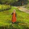ME Ummenhofer, Farm Girl in a Flower Meadow, 1890s, Huile sur Toile, Encadrée 5