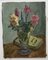 Alexandre Rochat, Bouquet de fleurs et vase en verre, Huile sur Toile 1