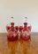 Victorian Cranberry Glass Decanters with Cranberry Glass Wine Glasses, 1860s, Set of 14 1