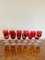 Victorian Cranberry Glass Decanters with Cranberry Glass Wine Glasses, 1860s, Set of 14 2