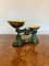Green Kitchen Scales with Brass Bell Weights, 1920s, Set of 8 4