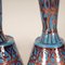 Art Deco Vases Enamel on Copper Turqoise Blue and Iridescent Geometric Design Vases, 1920s, Set of 2 11