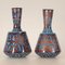 Art Deco Vases Enamel on Copper Turqoise Blue and Iridescent Geometric Design Vases, 1920s, Set of 2 15