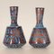 Art Deco Vases Enamel on Copper Turqoise Blue and Iridescent Geometric Design Vases, 1920s, Set of 2, Image 15