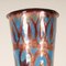 Art Deco Vases Enamel on Copper Turqoise Blue and Iridescent Geometric Design Vases, 1920s, Set of 2 10