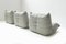 Vintage Togo Lounge Chairs in Original Grey Leather by Michel Ducaroy for Ligne Roset, 1987, Set of 3 12