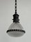 Lámpara colgante de techo de vidrio holophane enjaulada francesa industrial vintage, Imagen 3