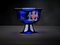 Late 20th Century Blue Glass Armorial Footed Bowl Enamelled with the Late Lady Margaret Thatchers Coat of Arms, 1992, Image 3