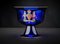 Late 20th Century Blue Glass Armorial Footed Bowl Enamelled with the Late Lady Margaret Thatchers Coat of Arms, 1992, Image 1