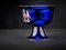 Late 20th Century Blue Glass Armorial Footed Bowl Enamelled with the Late Lady Margaret Thatchers Coat of Arms, 1992, Image 4
