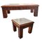 Mid-Century Spanish Lions Head Coffee Table and Side Table with Marble Tops, Set of 2 1