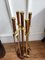 Italian Brass and Burl Fireplace Fire Tool Set with Stand, 1960s, Set of 4 5