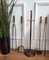 Italian Brass and Burl Fireplace Fire Tool Set with Stand, 1960s, Set of 4, Image 2