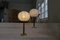 Lámparas de mesa suecas Mid-Century de latón y teca con pantallas de algodón de Boréns, años 60. Juego de 2, Imagen 13