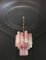 Lampadario tubolare in vetro con 30 bicchieri rosa Albaster, anni '90, Immagine 4