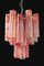 Glass Tube Chandelier with 30 Albaster Pink Glasses, 1990s 12