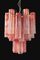 Lámpara de araña de tubos de vidrio con 30 vasos en rosa Albaster, años 90, Imagen 12