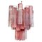 Glass Tube Chandelier with 30 Albaster Pink Glasses, 1990s 1