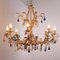 Large Burnished Eight Light Chandelier with Murano Glass Drops, 1990s 5